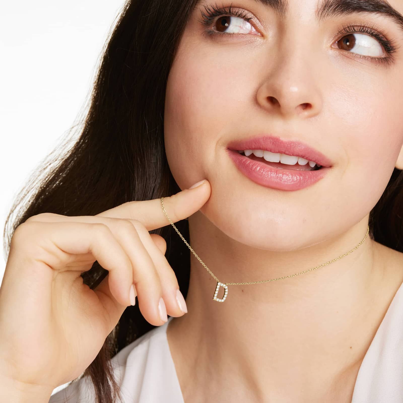 D Initial Lab-Grown Diamond Necklace In 14K Yellow Gold