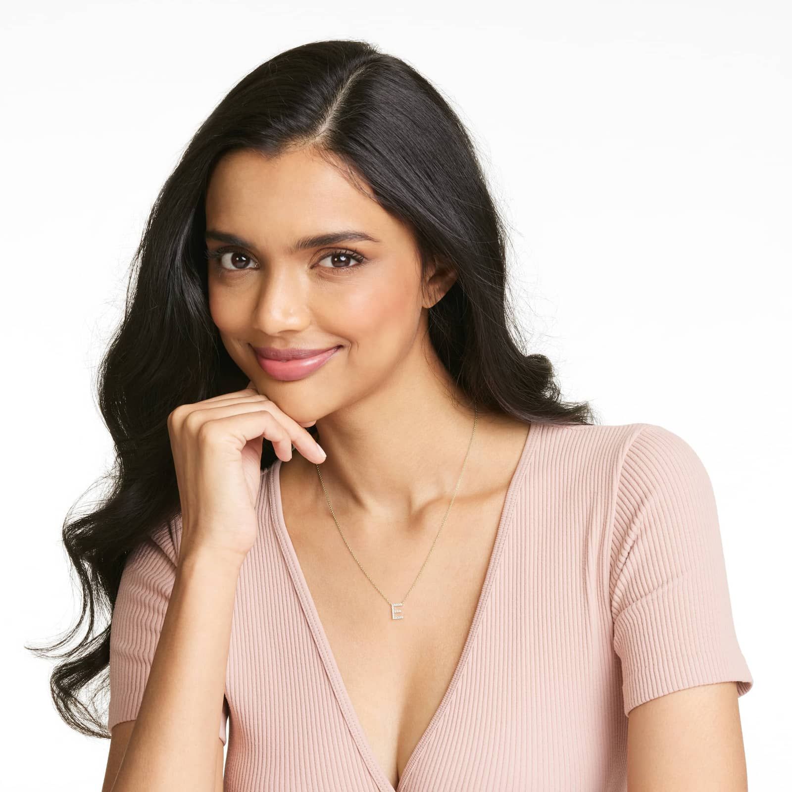 E Initial Lab-Grown Diamond Necklace In 14K Yellow Gold