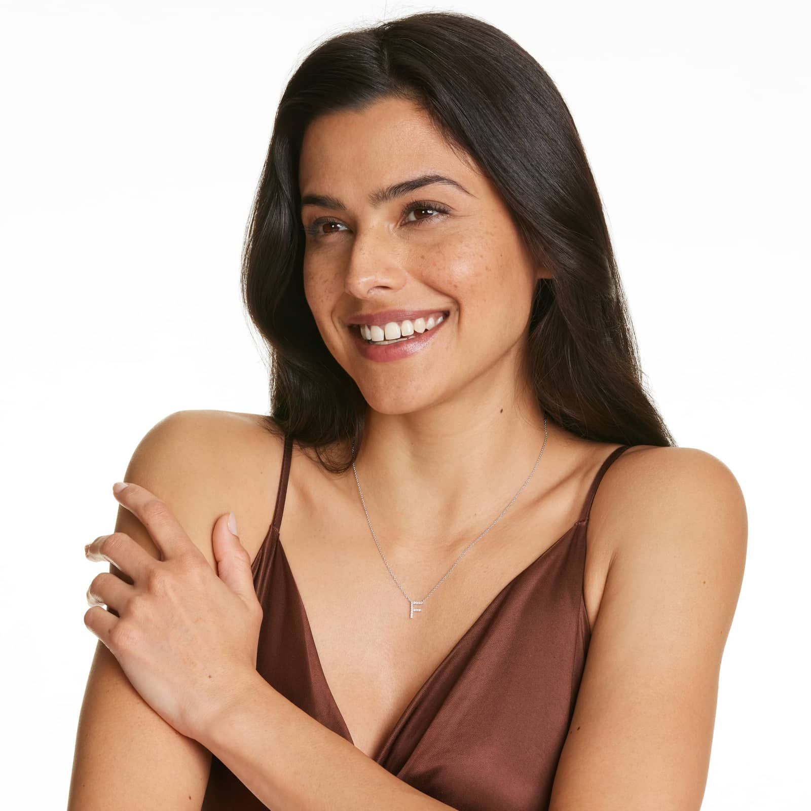 F Initial Lab-Grown Diamond Necklace In 14K White Gold