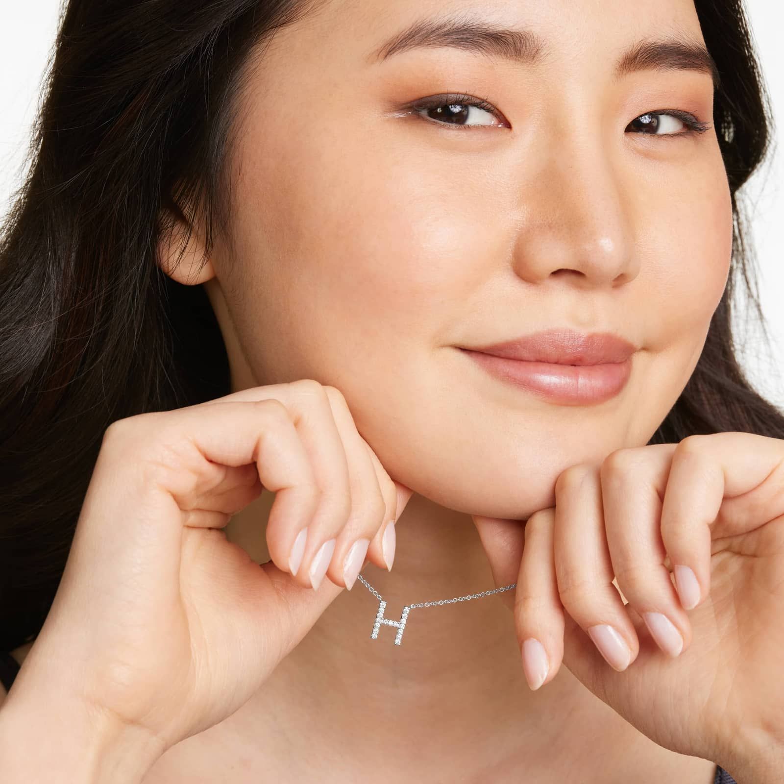 H Initial Lab-Grown Diamond Necklace In 14K White Gold