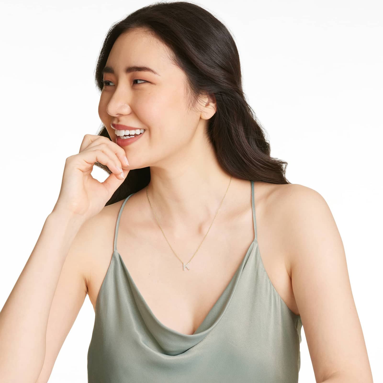 K Initial Lab-Grown Diamond Necklace In 14K Yellow Gold