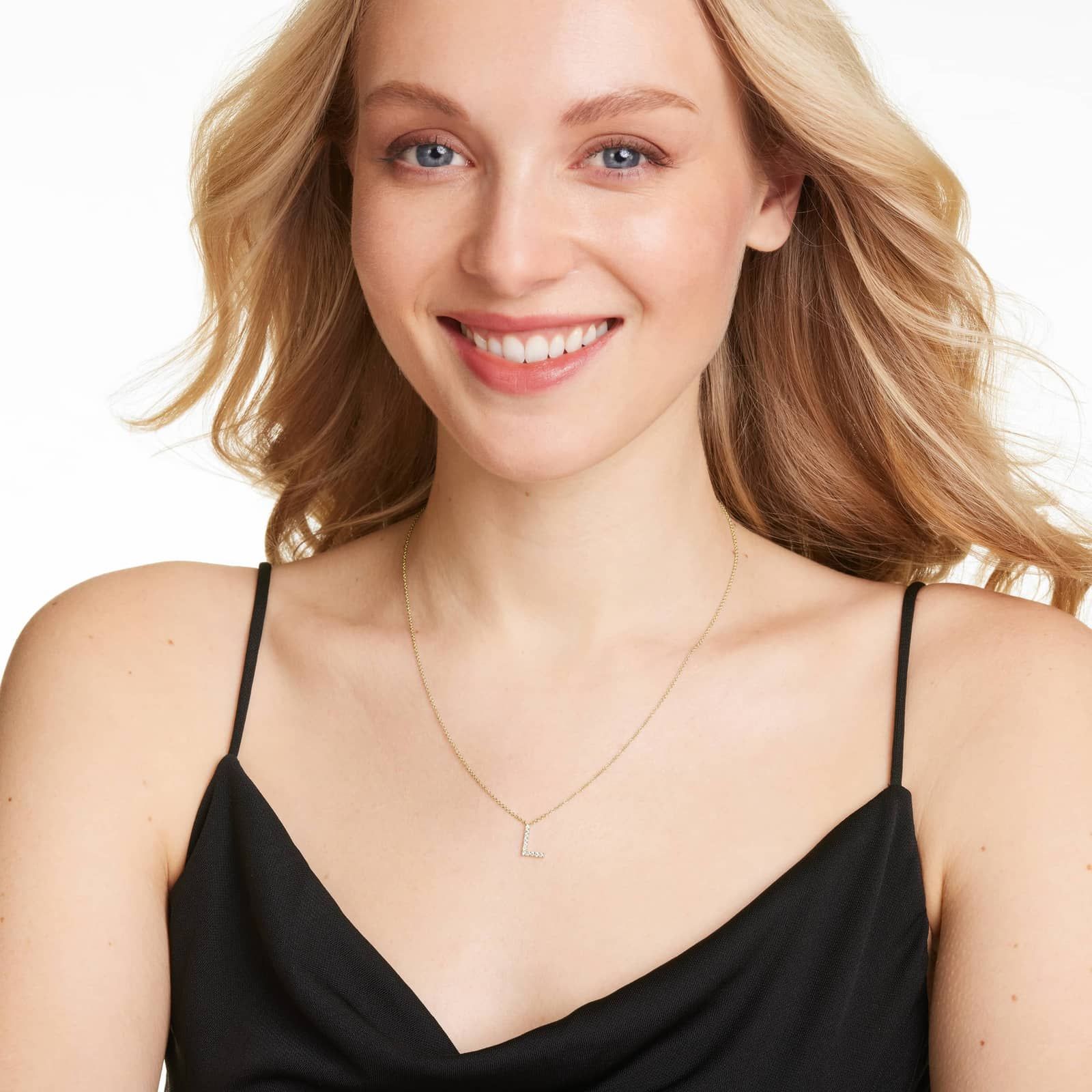 L Initial Lab-Grown Diamond Necklace In 14K Yellow Gold