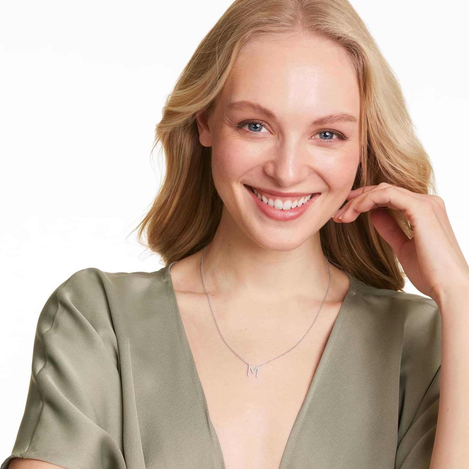 M Initial Lab-Grown Diamond Necklace In 14K White Gold