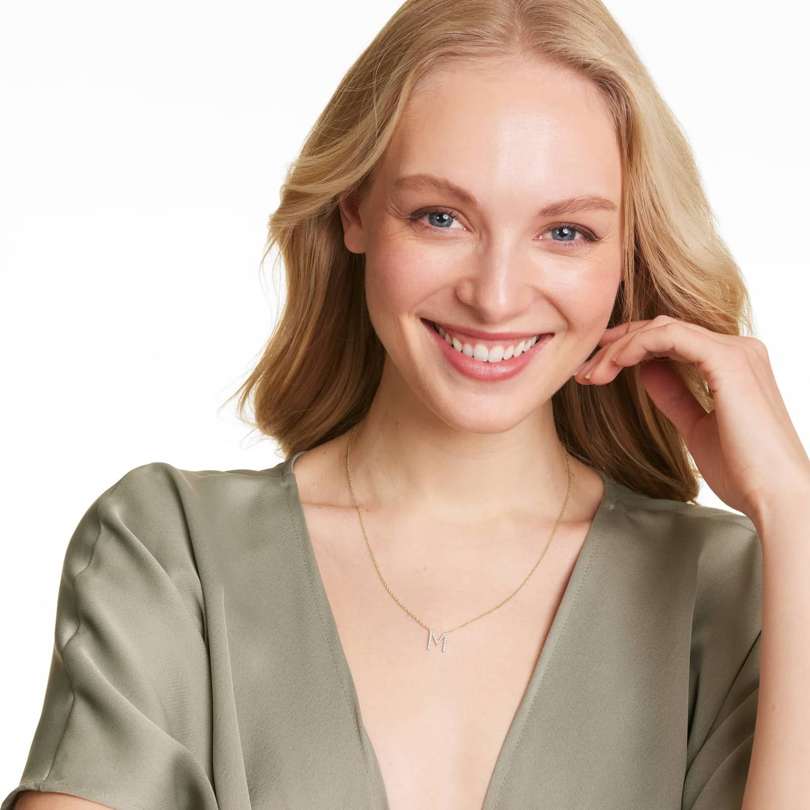 M Initial Lab-Grown Diamond Necklace In 14K Yellow Gold