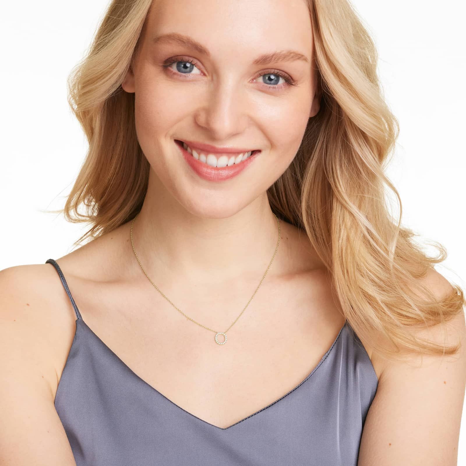 O Initial Lab-Grown Diamond Necklace In 14K Yellow Gold