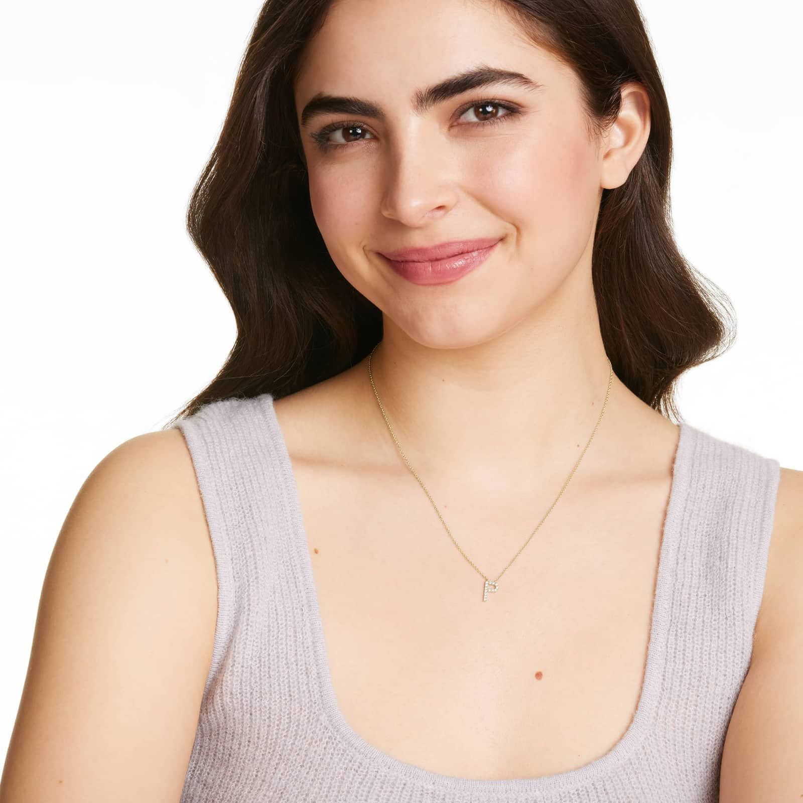 P Initial Lab-Grown Diamond Necklace In 14K Yellow Gold