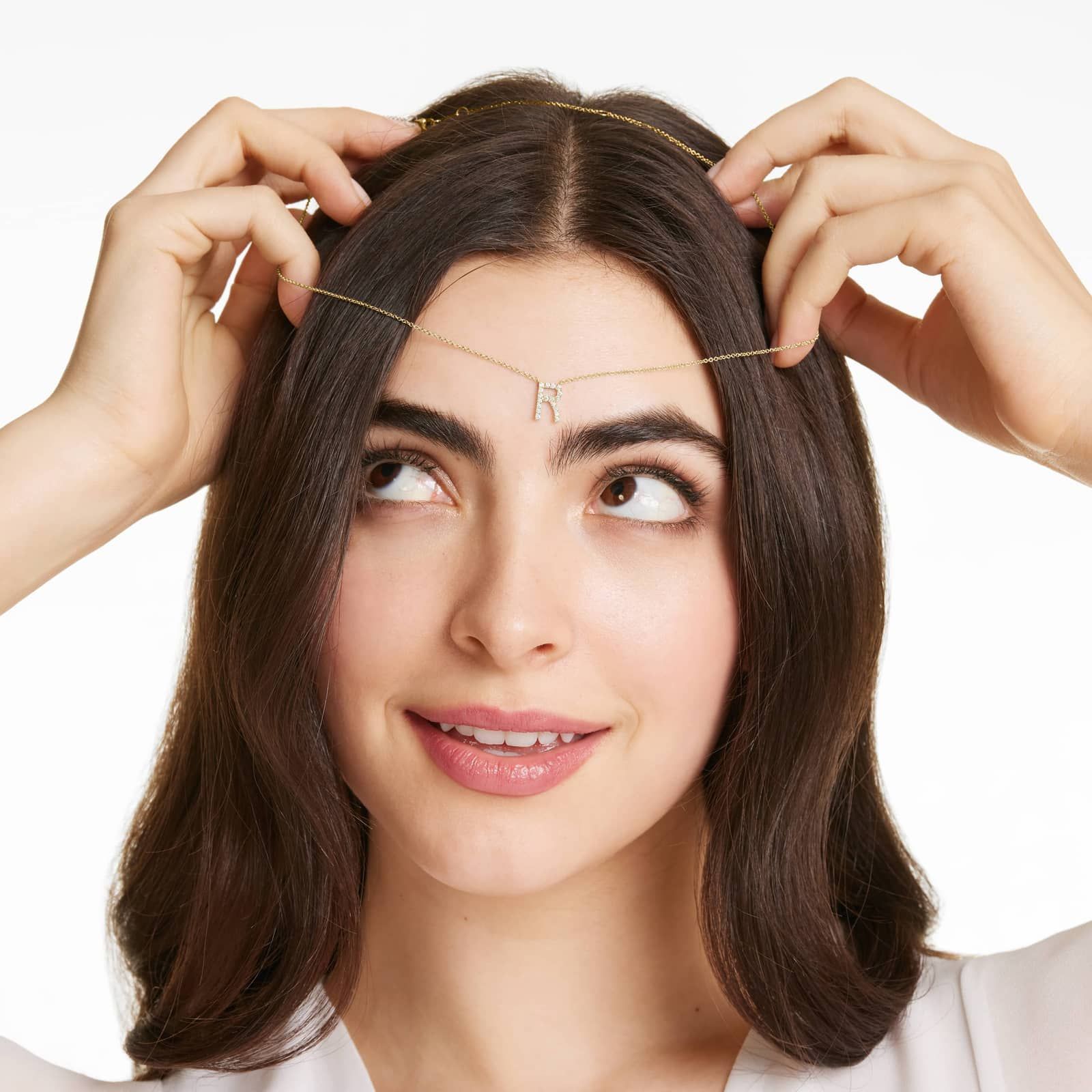 R Initial Lab-Grown Diamond Necklace In 14K Yellow Gold