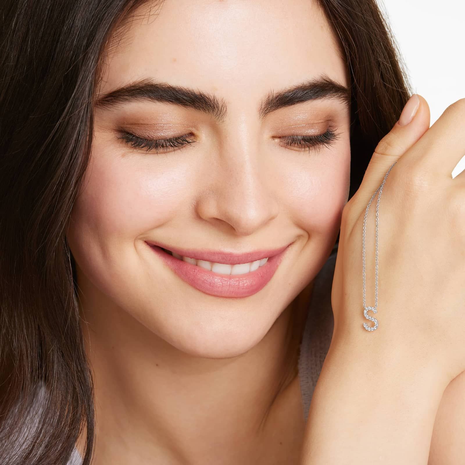 S Initial Lab-Grown Diamond Necklace In 14K White Gold