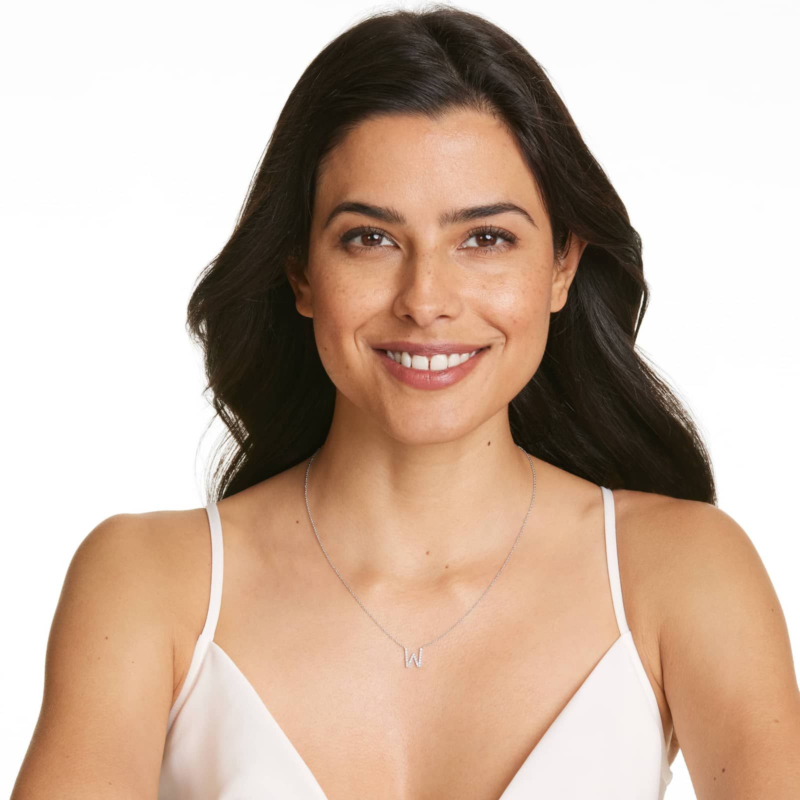 W Initial Lab-Grown Diamond Necklace In 14K White Gold