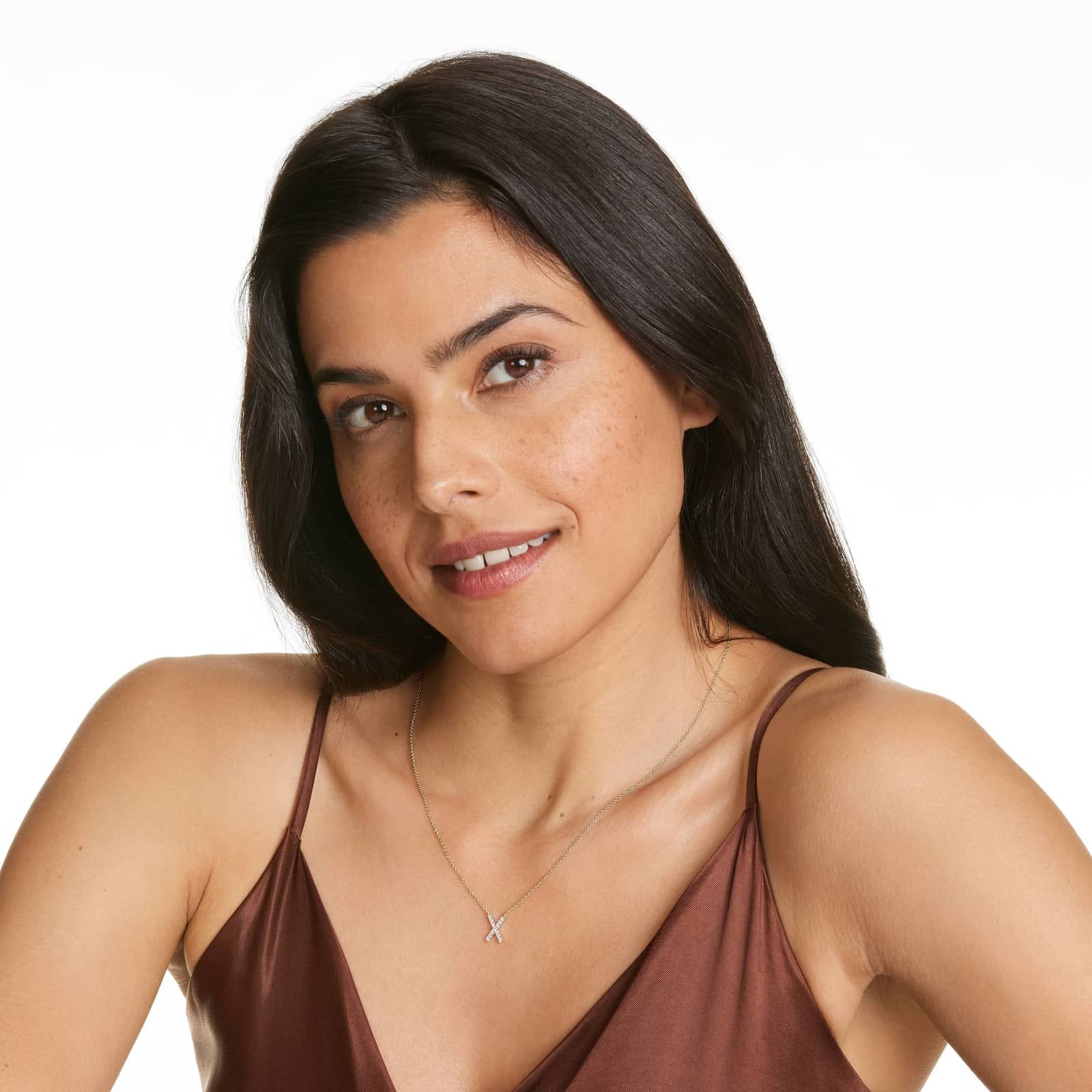 X Initial Lab-Grown Diamond Necklace In 14K Yellow Gold