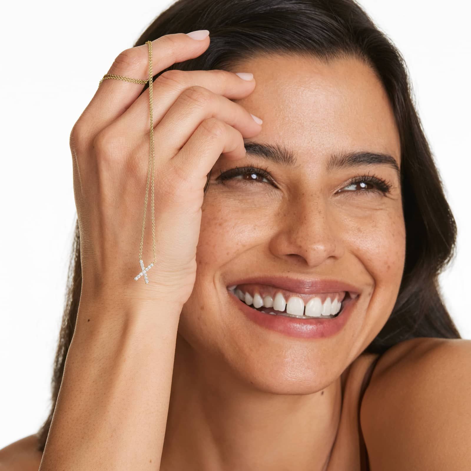 X Initial Lab-Grown Diamond Necklace In 14K Yellow Gold