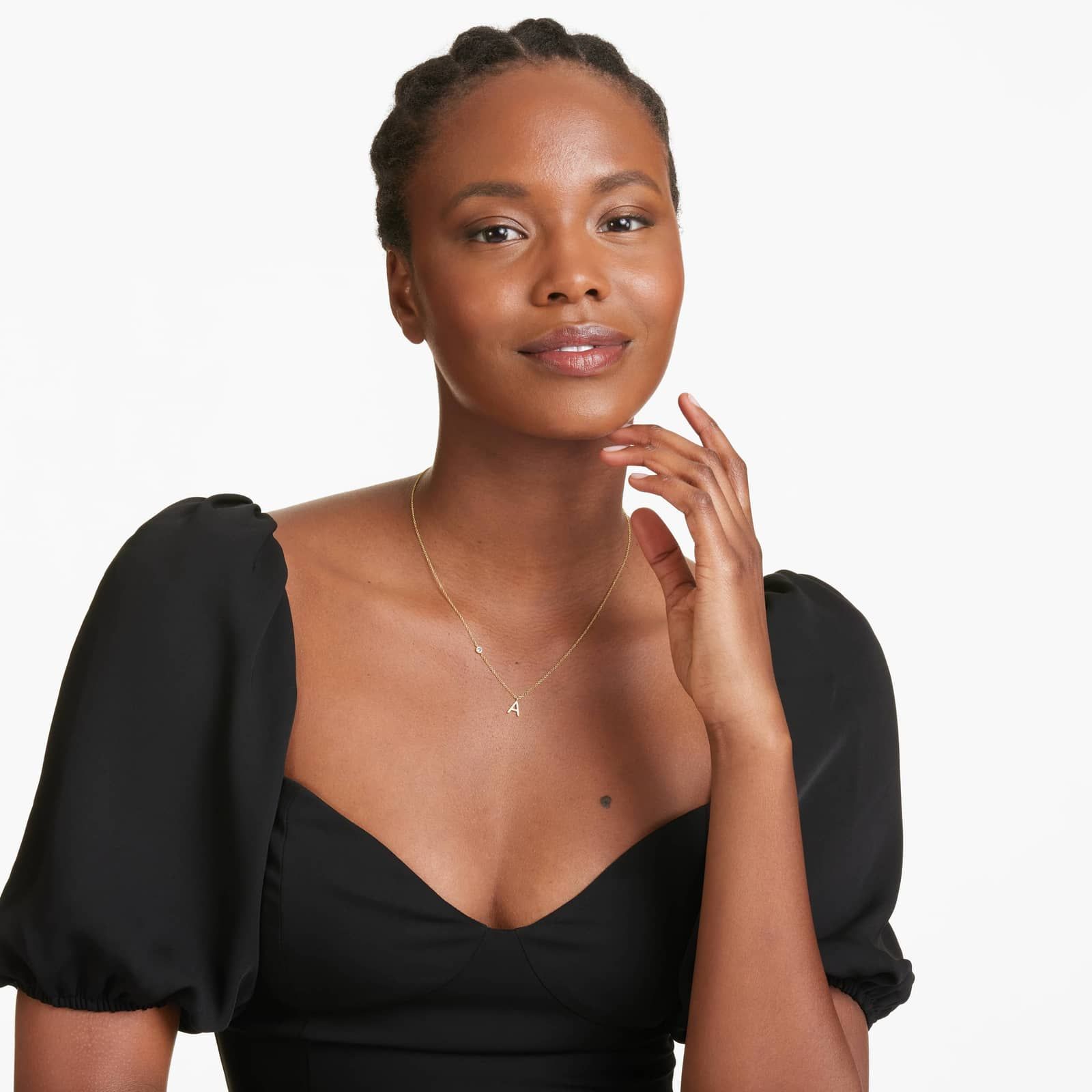 Initial A Diamond Necklace In 14K Yellow Gold