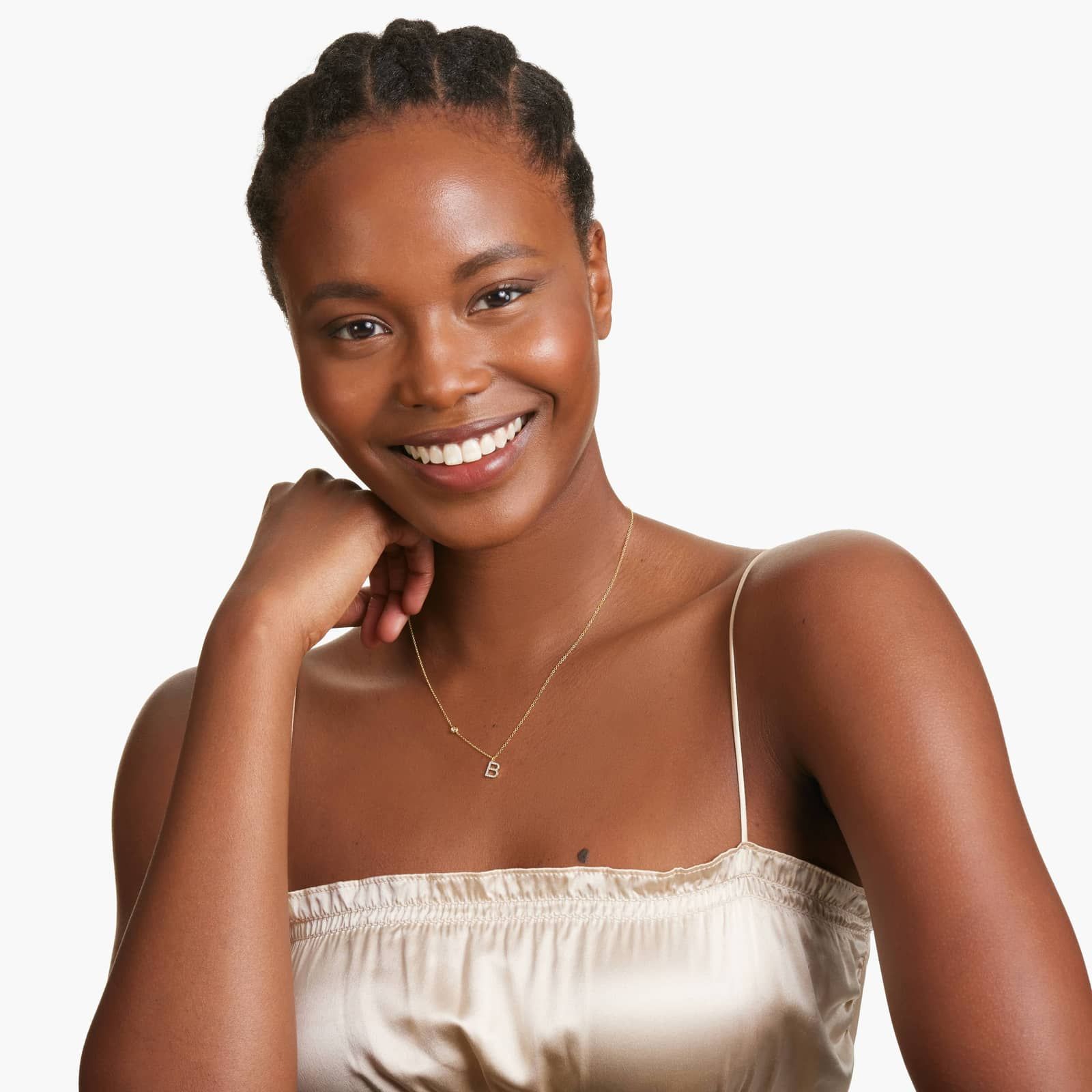 Initial B Diamond Necklace In 14K Yellow Gold