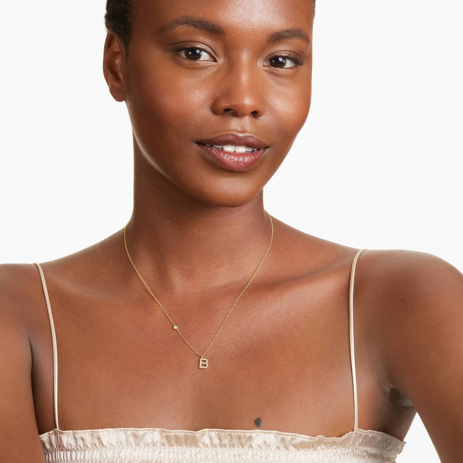 Initial B Diamond Necklace In 14K Yellow Gold