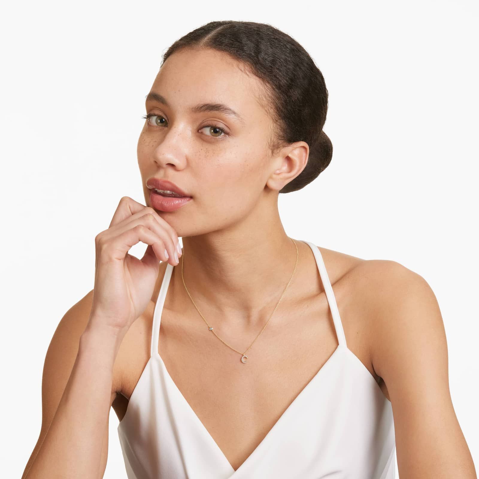 Initial C Diamond Necklace In 14K Yellow Gold