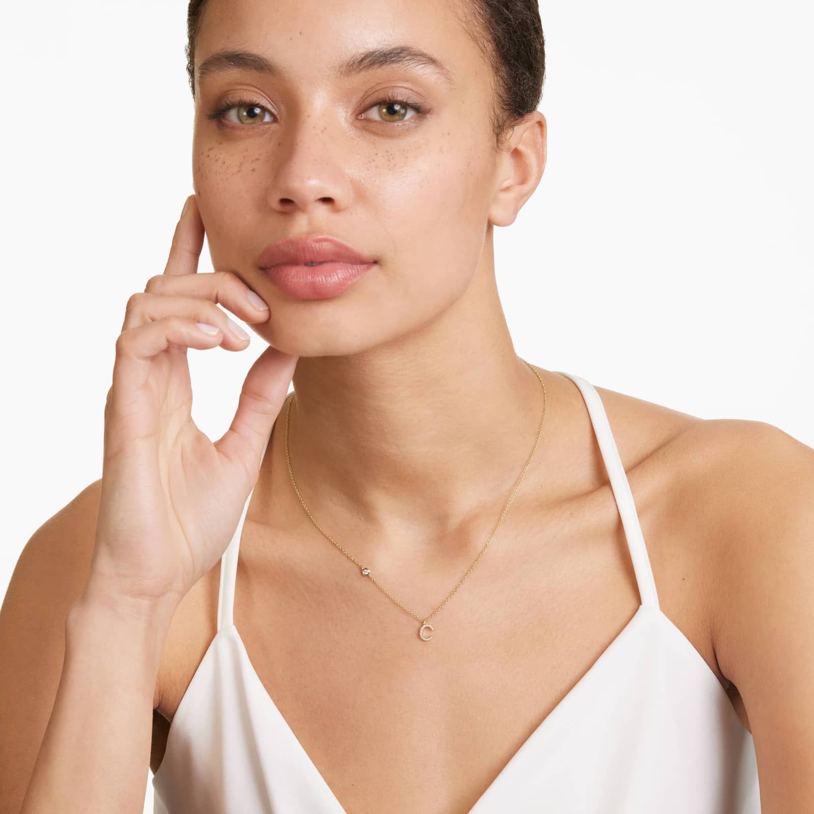 Initial C Diamond Necklace In 14K Yellow Gold
