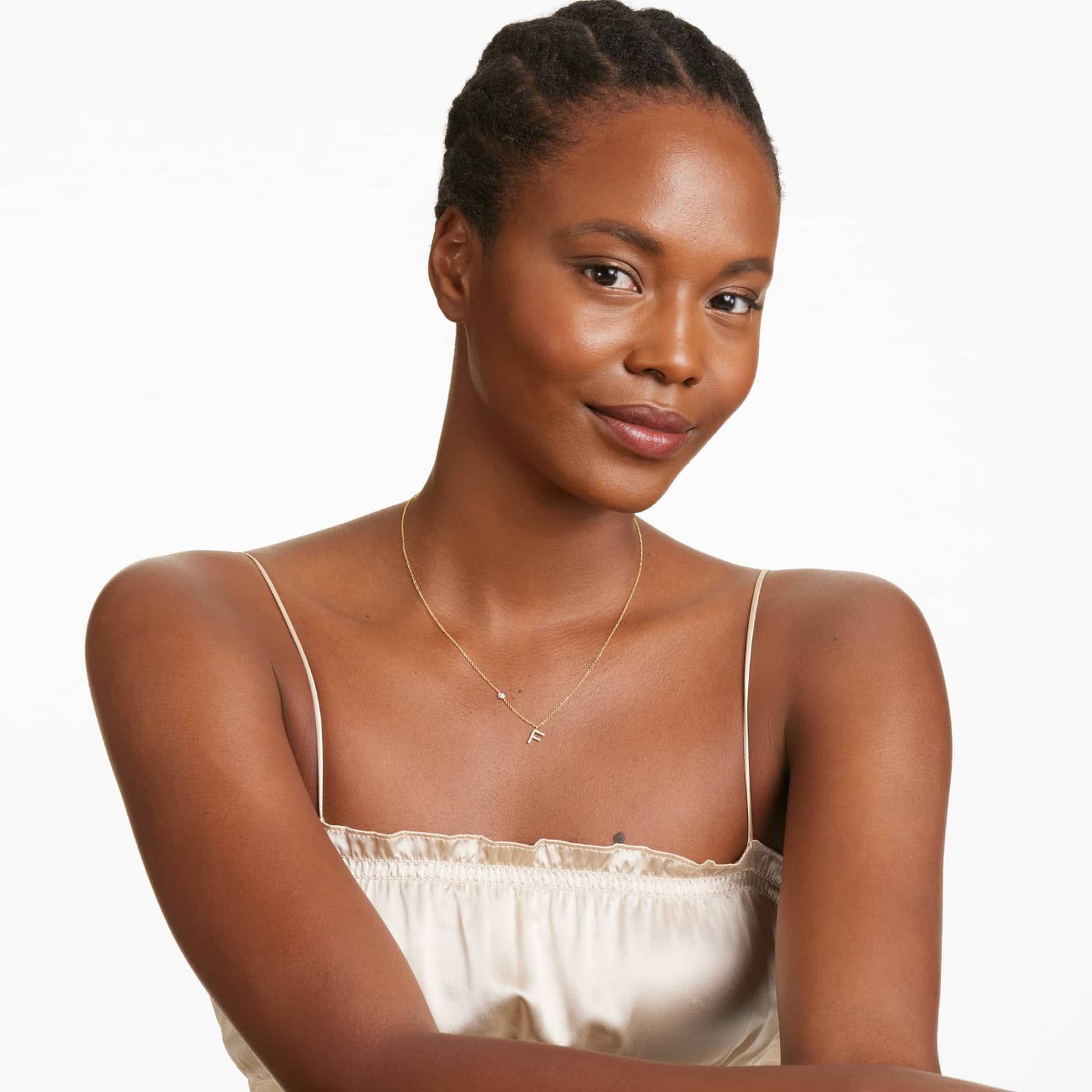 Initial F Diamond Necklace In 14K Yellow Gold