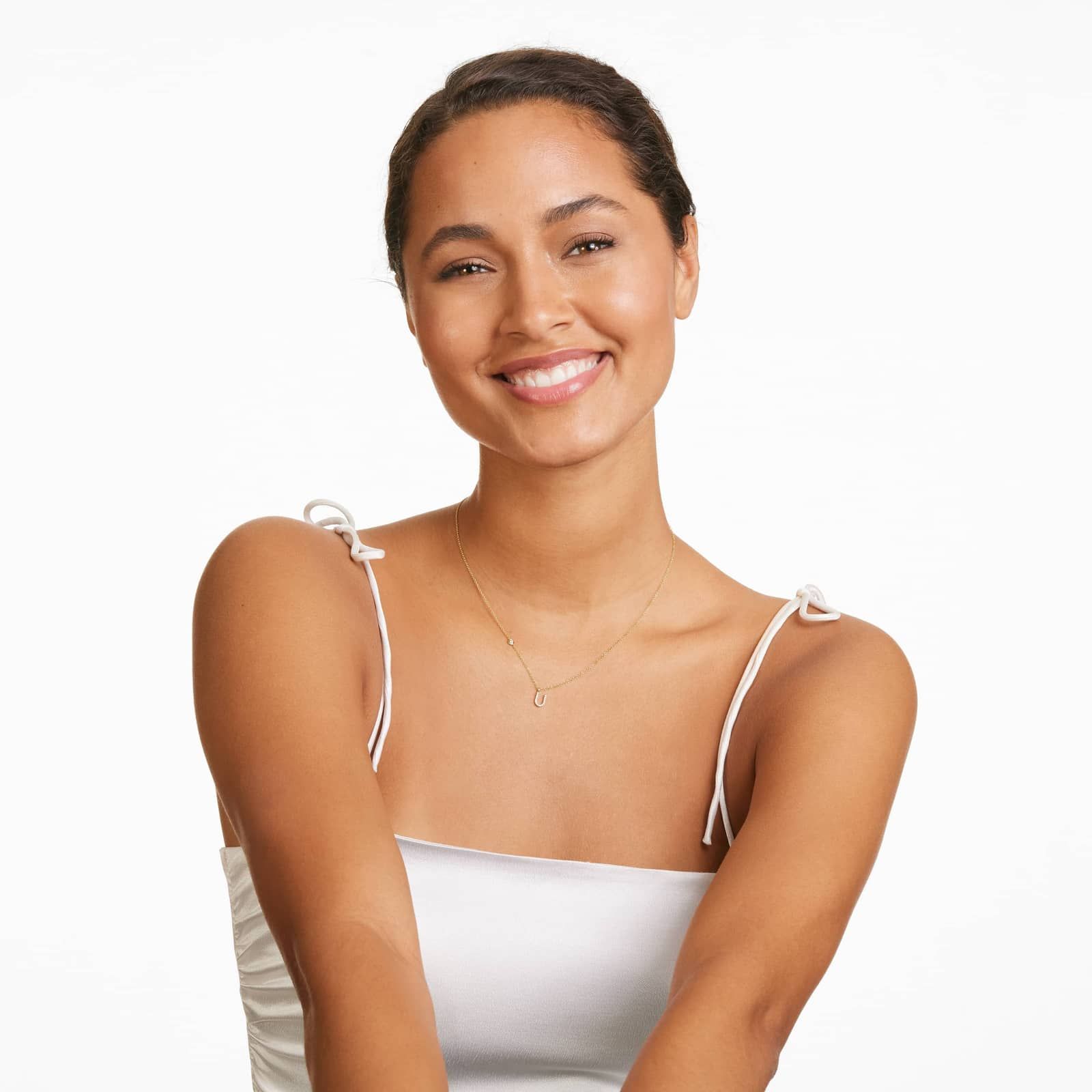 Initial U Diamond Necklace In 14K Yellow Gold