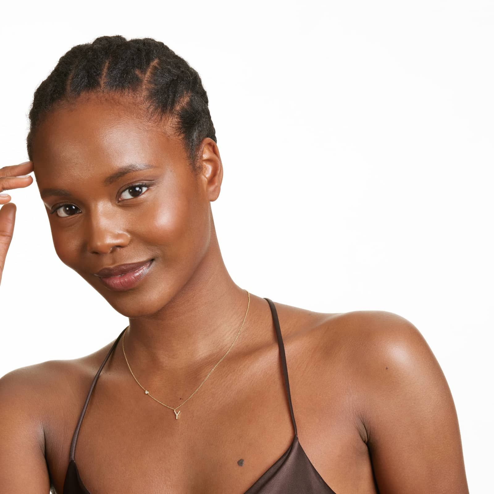 Initial Y Diamond Necklace In 14K Yellow Gold