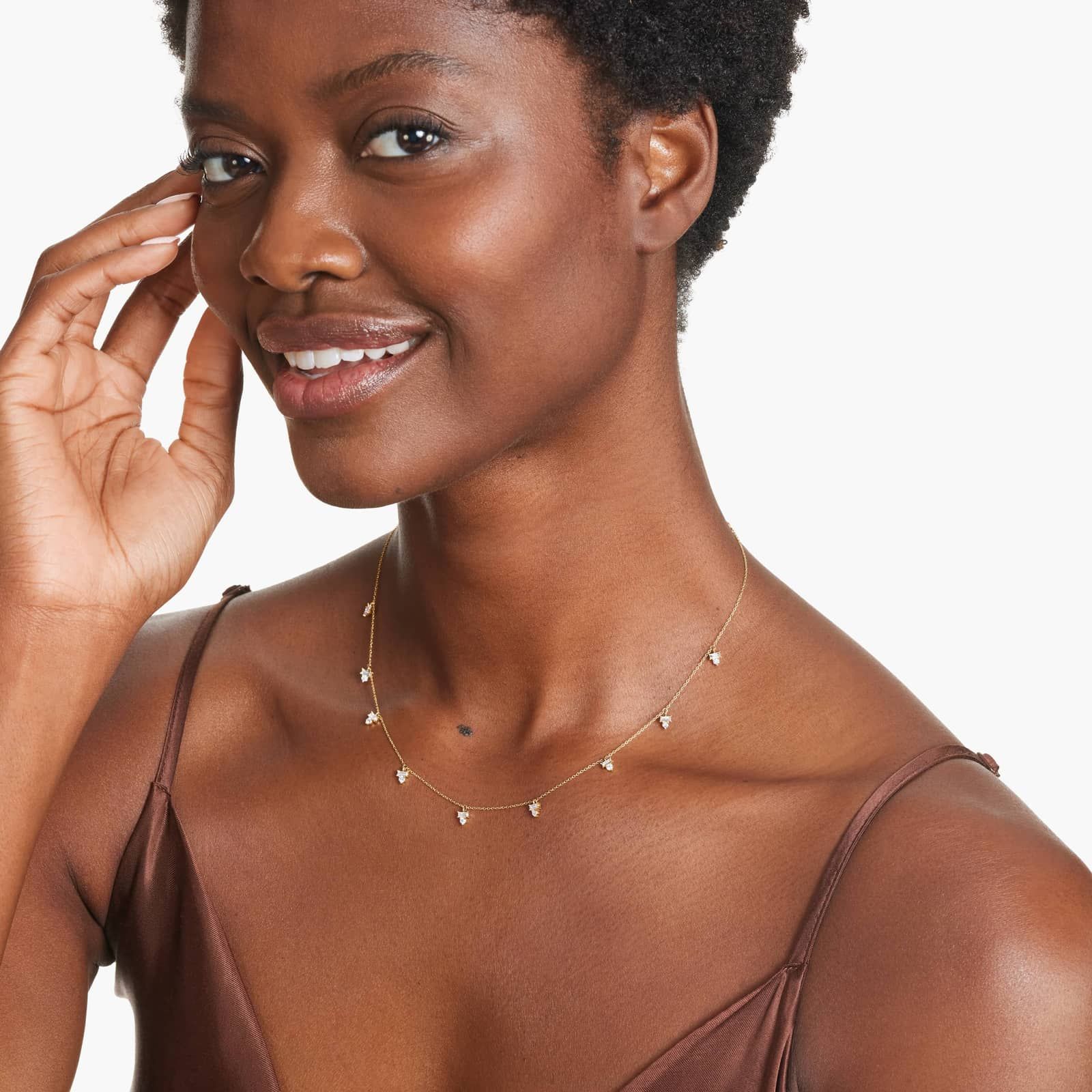 Dazzle Stack Lab-Grown Diamond Dangle Station Necklace In 14K Yellow Gold