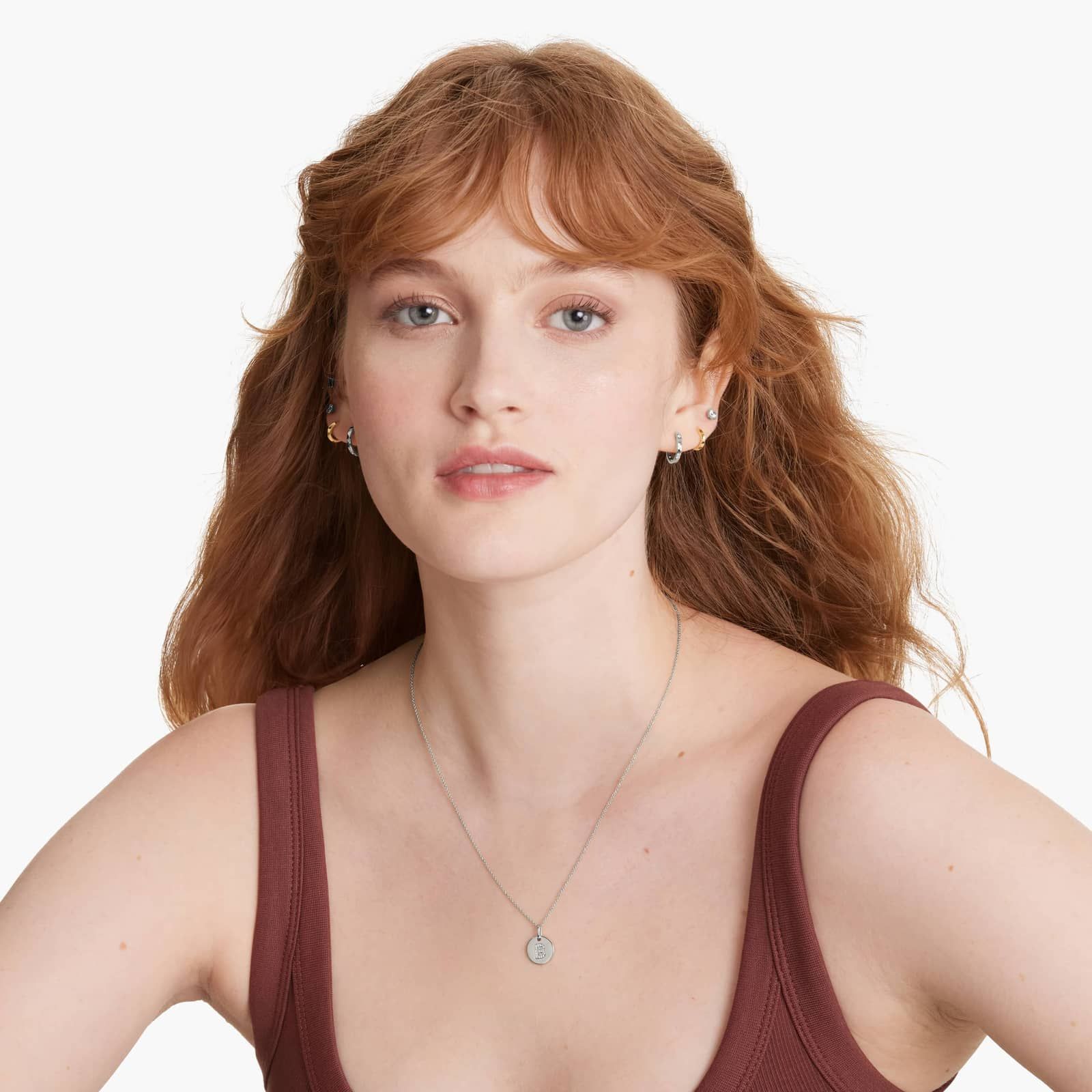 Diamond Initial B Pendant In 14K White Gold