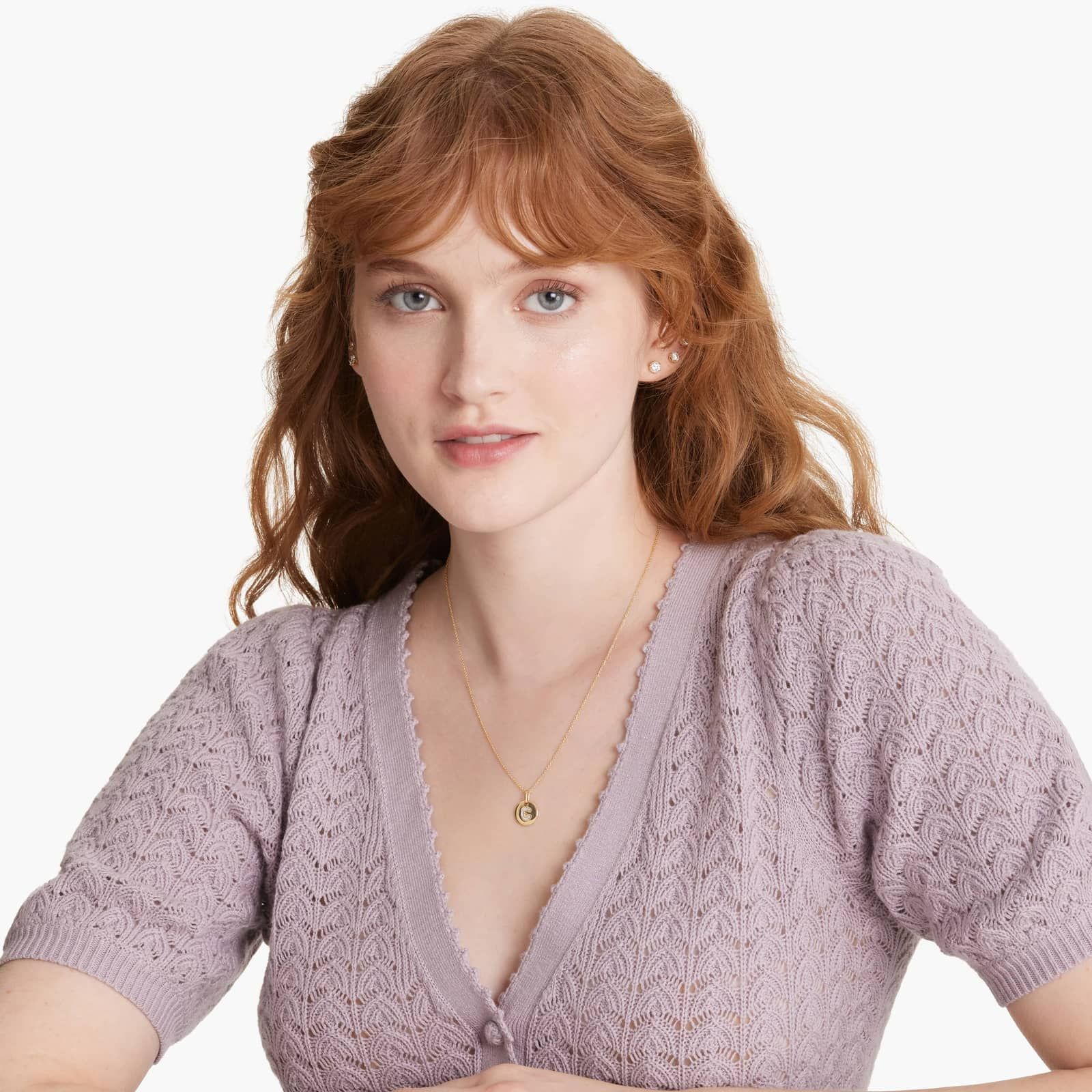 Diamond Initial C Pendant In 14K Yellow Gold