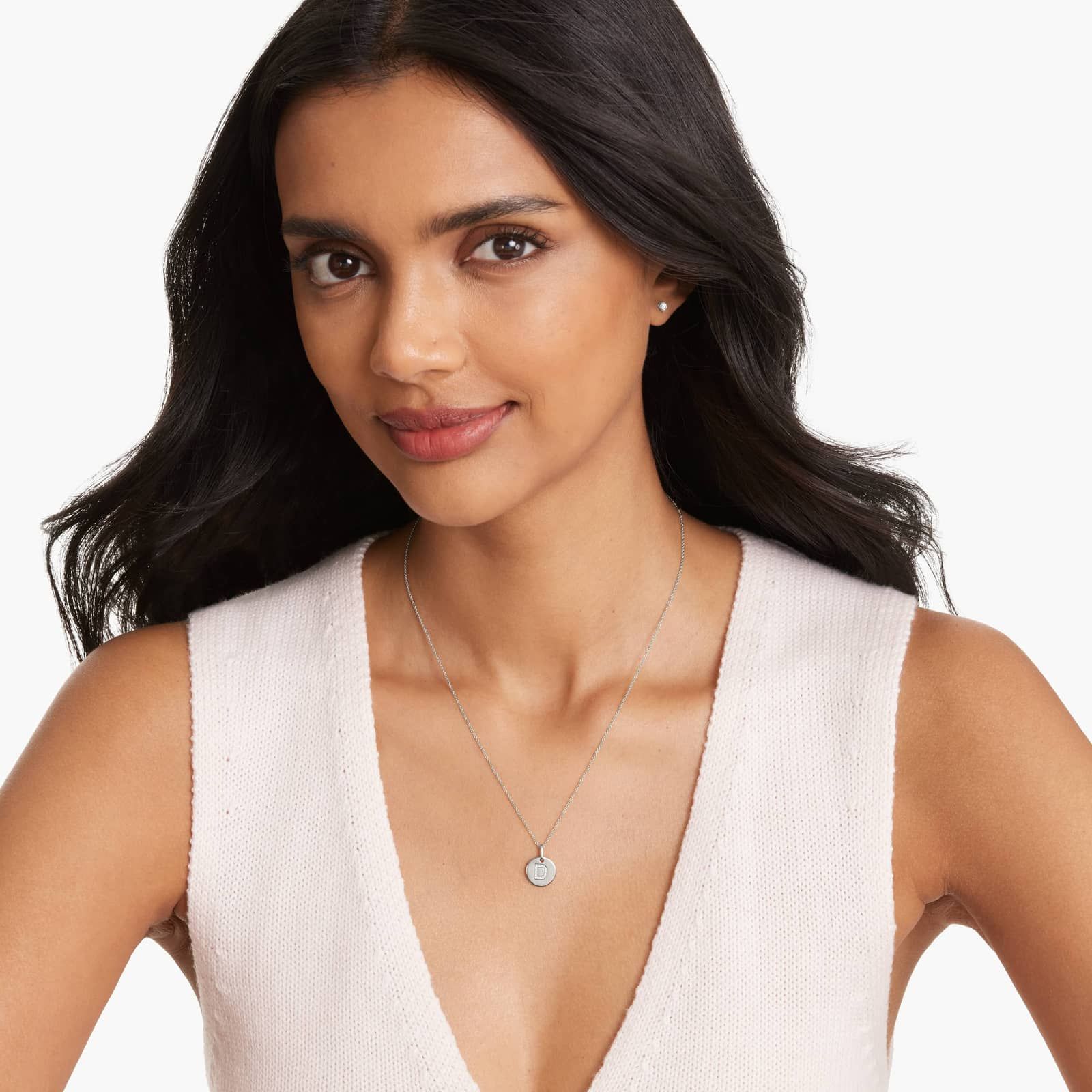 Diamond Initial D Pendant In 14K White Gold