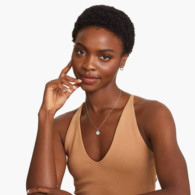 Diamond Initial E Pendant In 14K White Gold