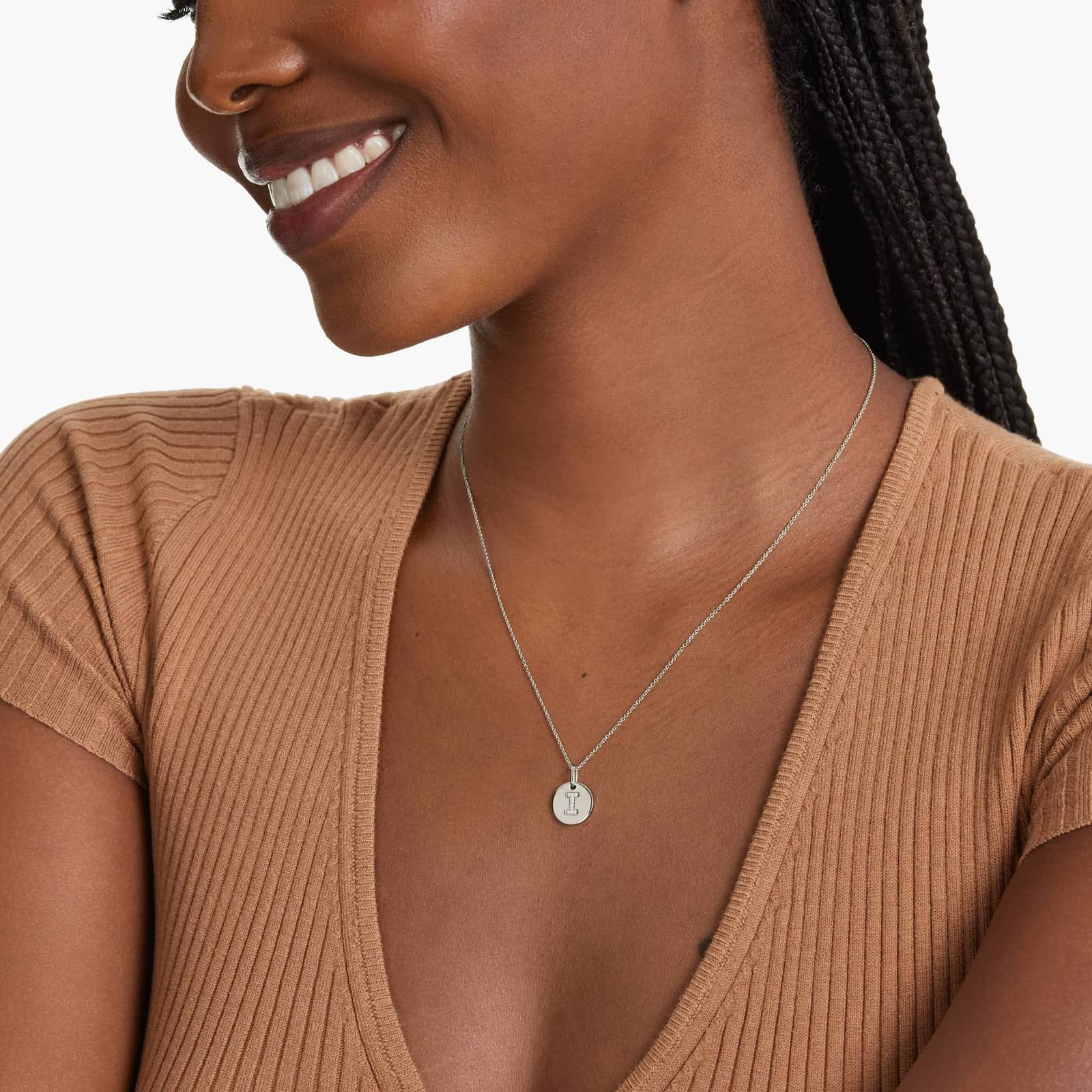 Diamond Initial I Pendant In 14K White Gold