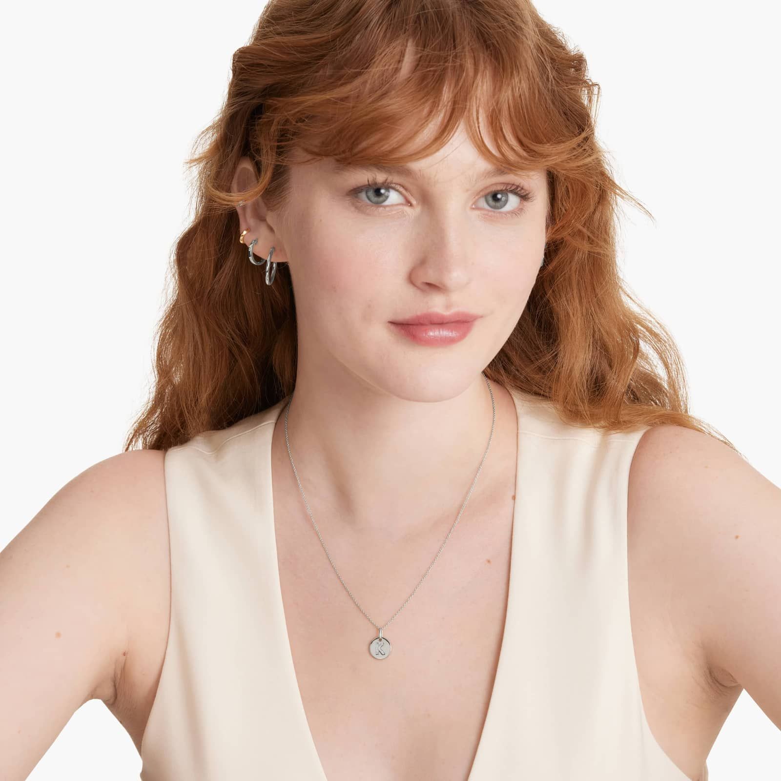 Diamond Initial K Pendant In 14K White Gold