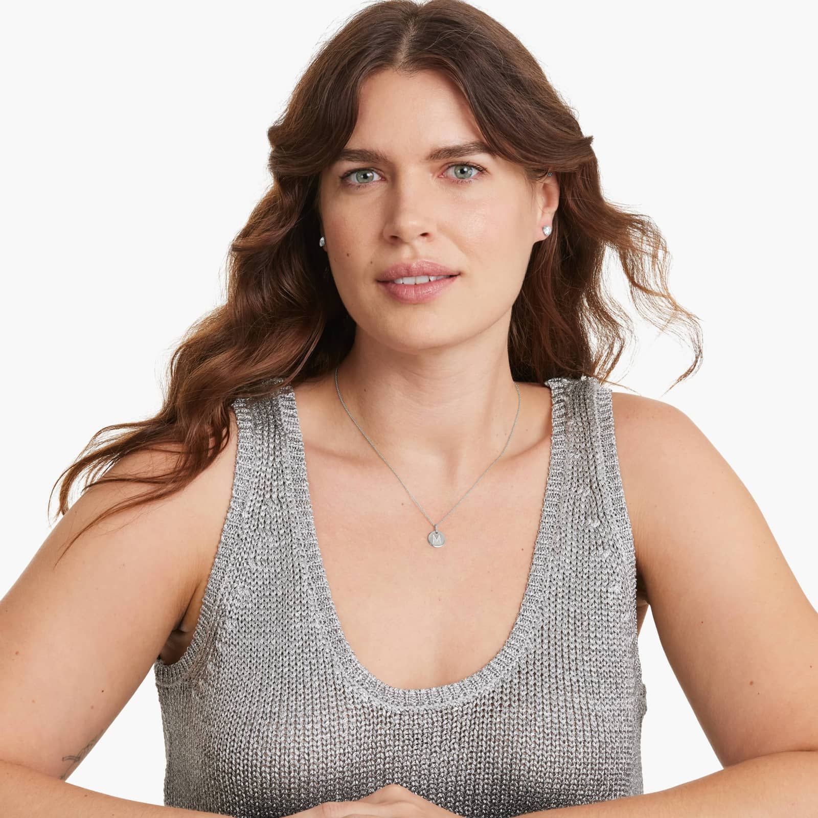 Diamond Initial M Pendant In 14K White Gold