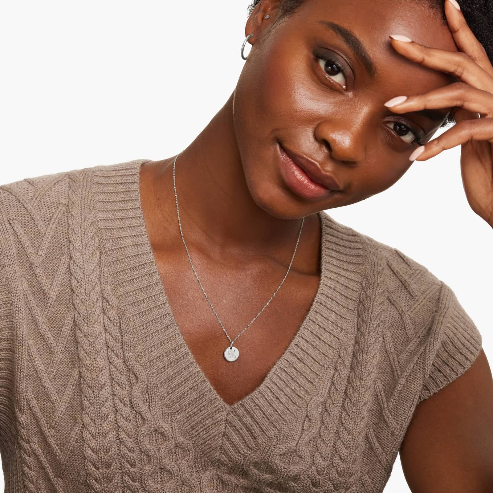 Diamond Initial N Pendant In 14K White Gold