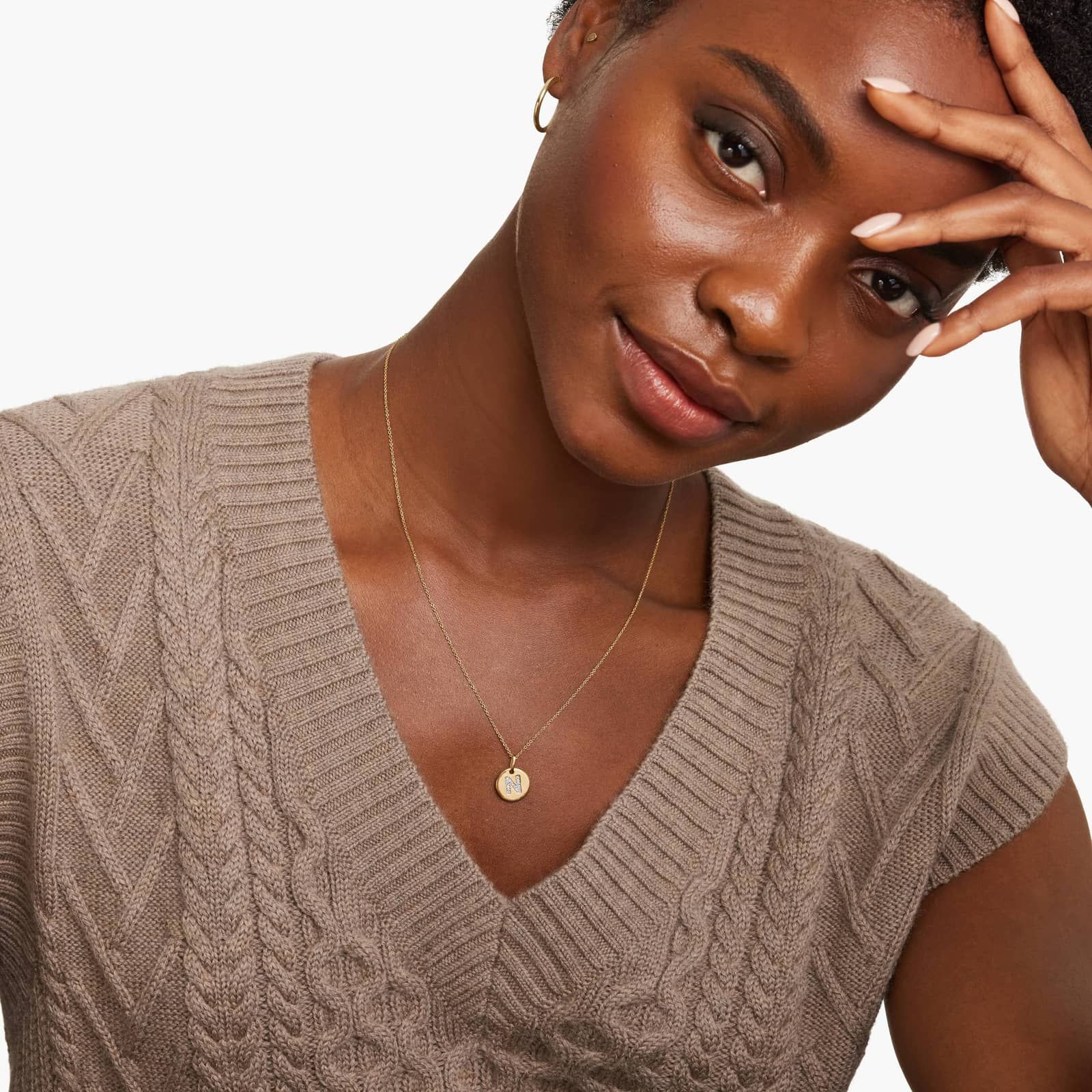 Diamond Initial N Pendant In 14K Yellow Gold