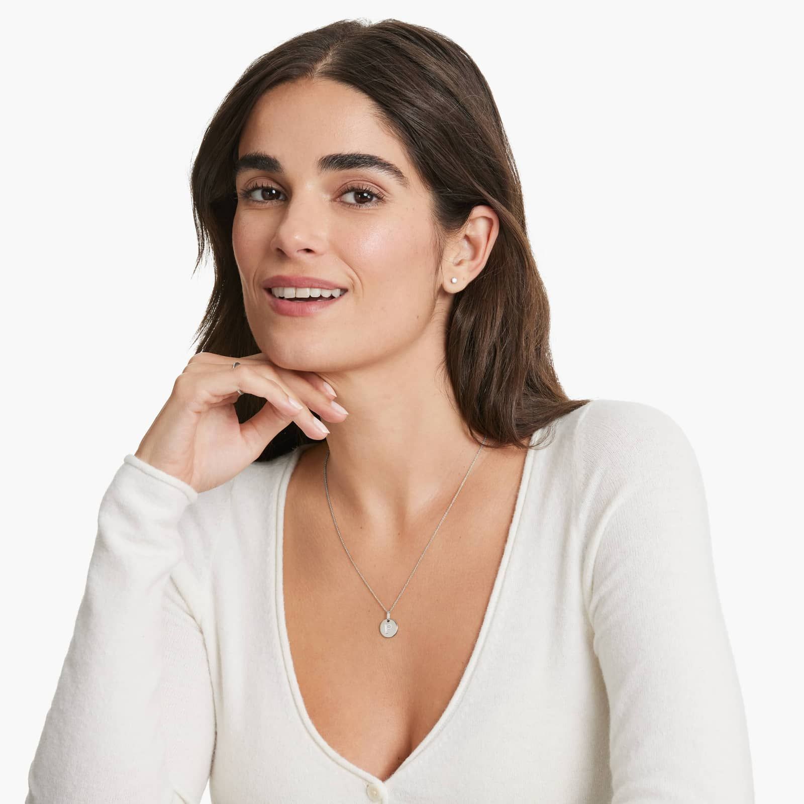 Diamond Initial P Pendant In 14K White Gold