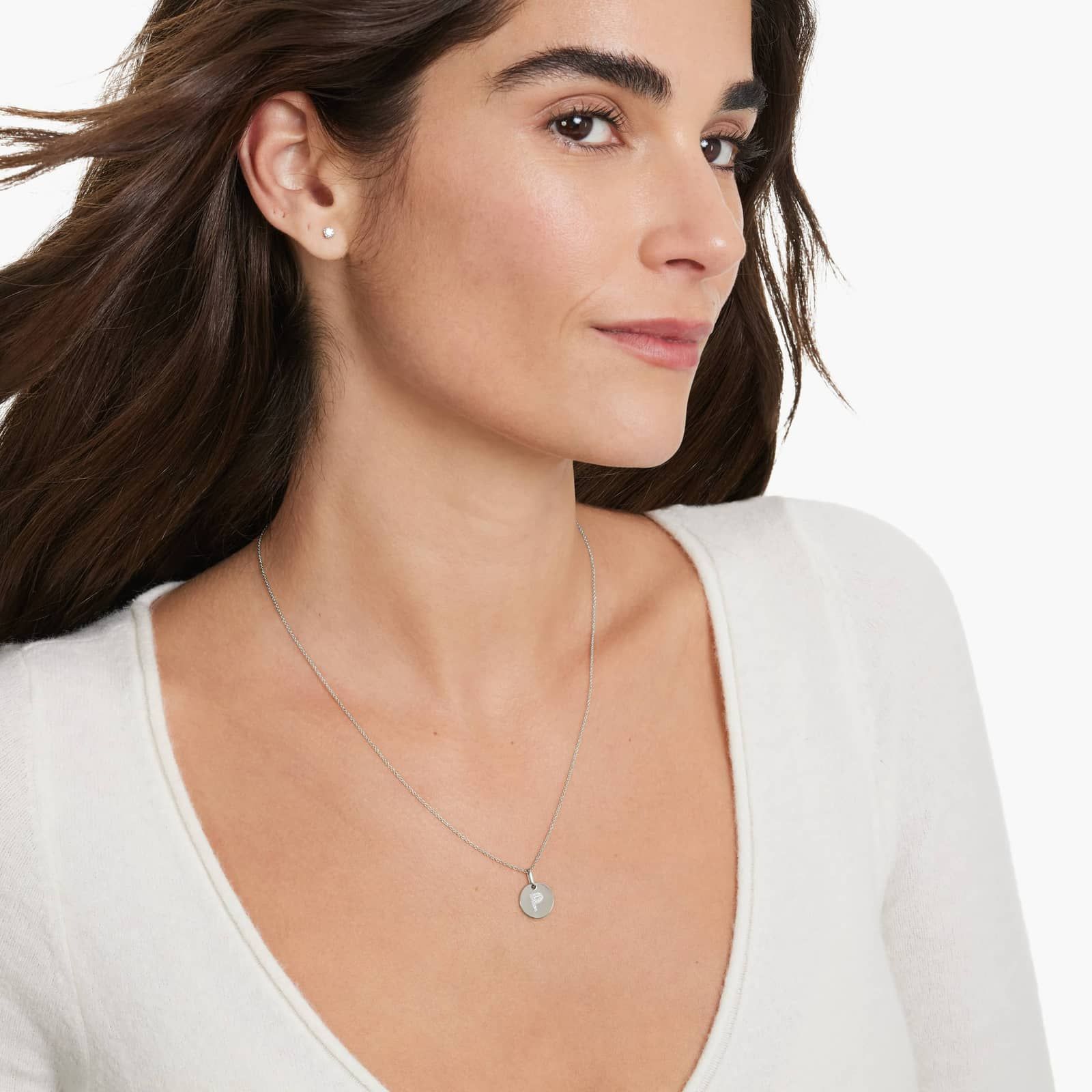 Diamond Initial P Pendant In 14K White Gold