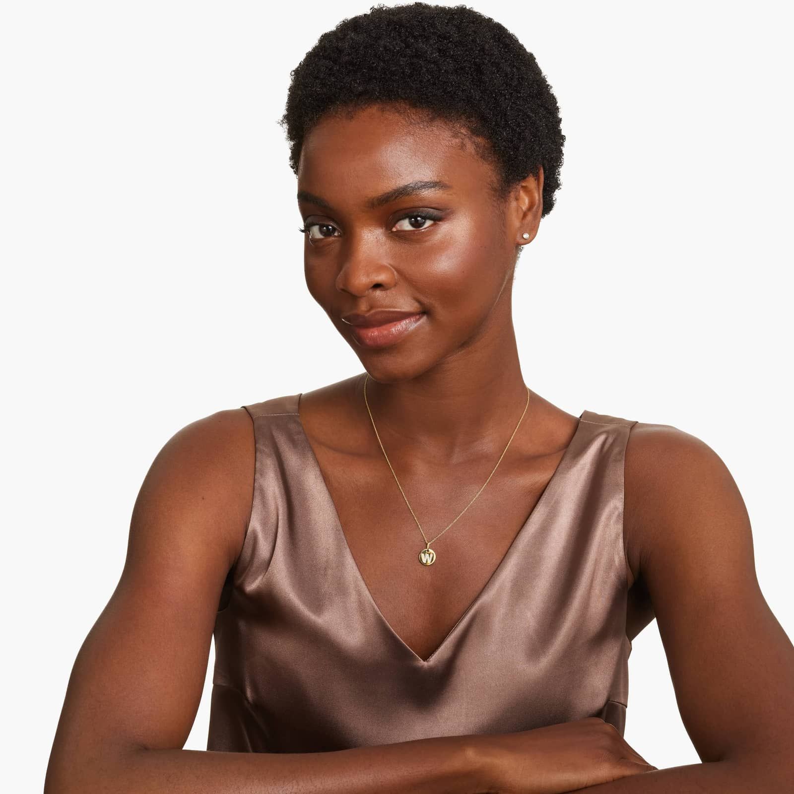 Diamond Initial W Pendant In 14K Yellow Gold