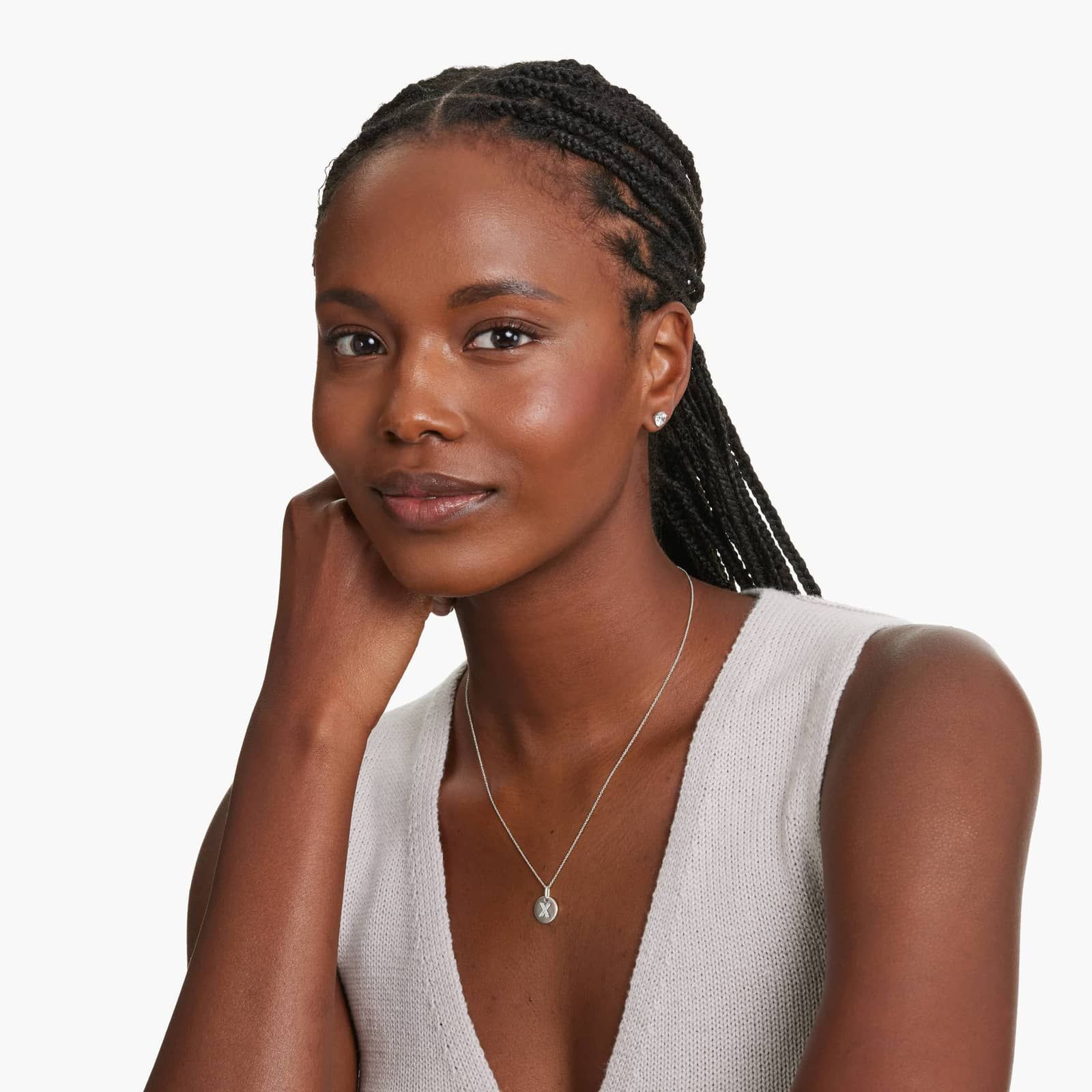 Diamond Initial X Pendant In 14K White Gold