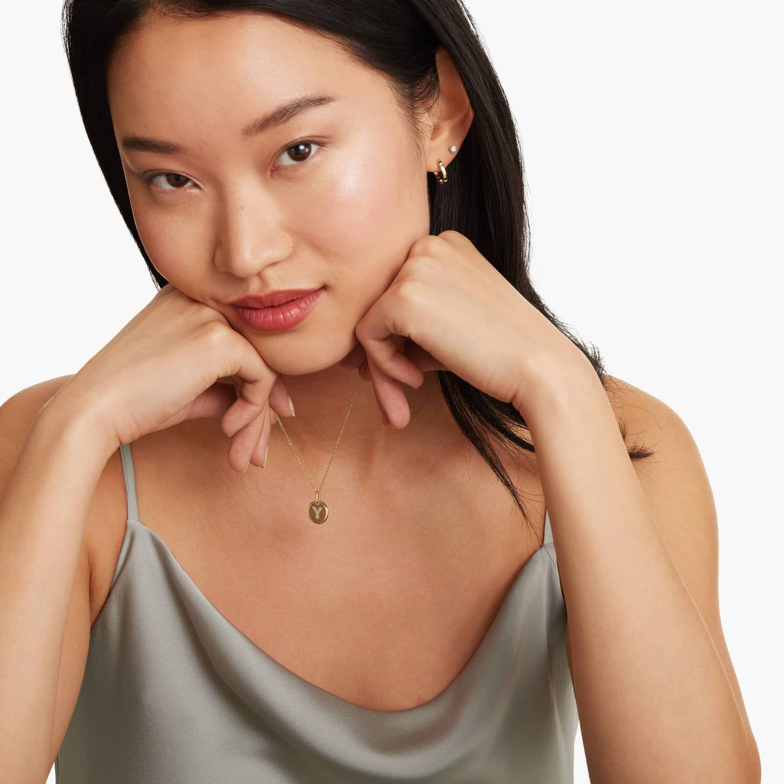 Diamond Initial Y Pendant In 14K Yellow Gold