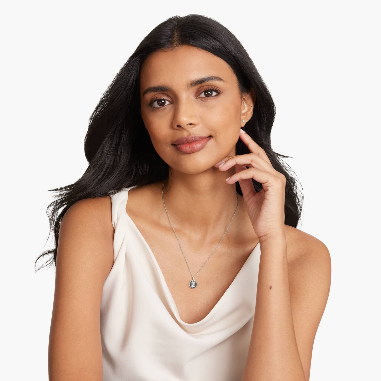 Diamond Initial Z Pendant In 14K White Gold