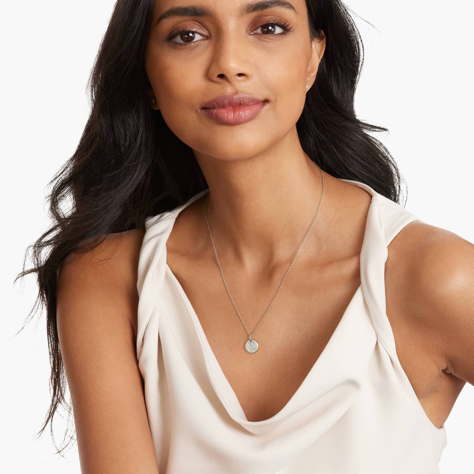 Diamond Initial Z Pendant In 14K White Gold