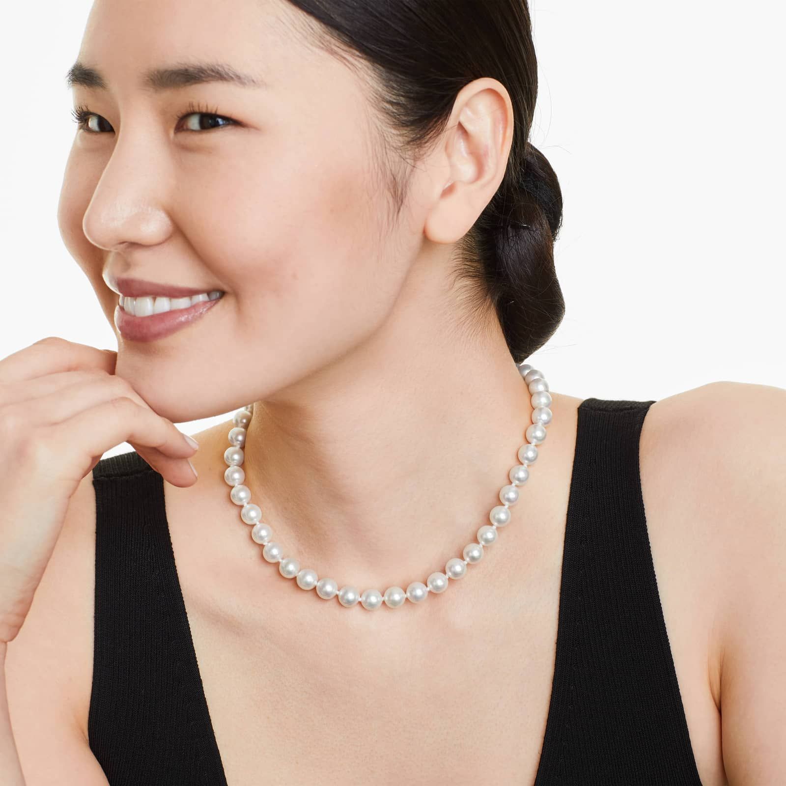 14K Yellow Gold Akoya Cultured Pearl Ball Clasp 16" Necklace (8.5-9.0mm)