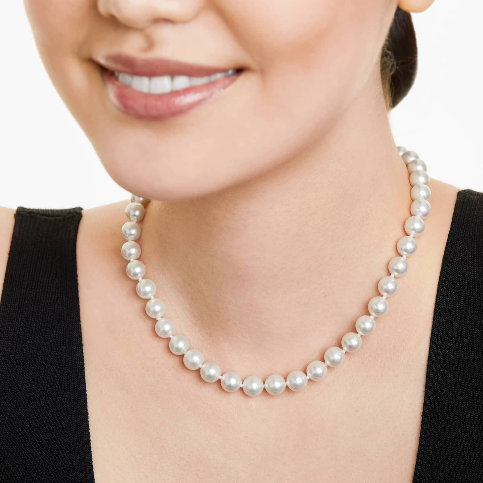 14K Yellow Gold Akoya Cultured Pearl Ball Clasp 16" Necklace (8.5-9.0mm)