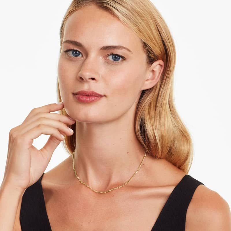 14K Yellow Gold 2.7mm Curb Chain Choker Necklace