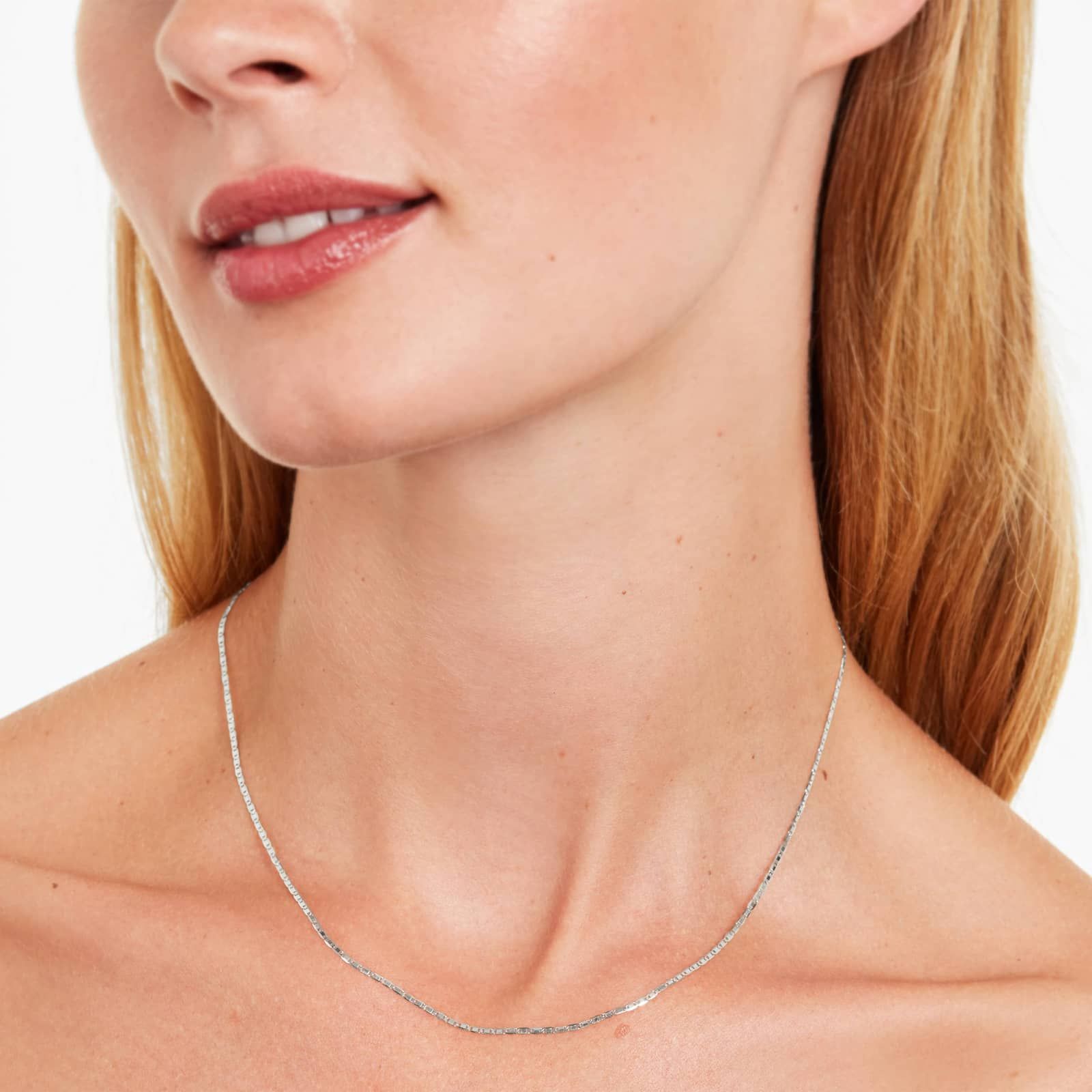 14K White Gold 1.25mm Valentino Chain Necklace