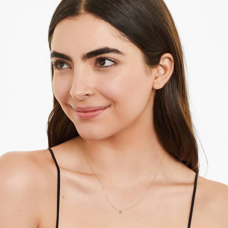 14K Yellow Gold Mini Initial A Necklace