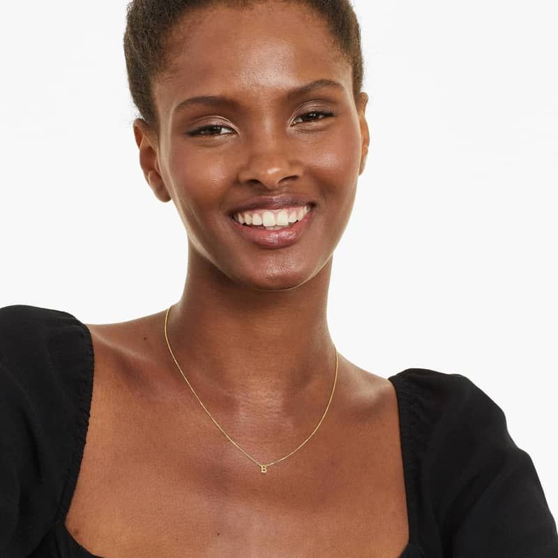 14K Yellow Gold Mini Initial B Necklace