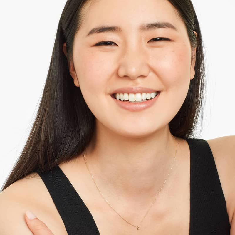 14K Yellow Gold Mini Initial E Necklace