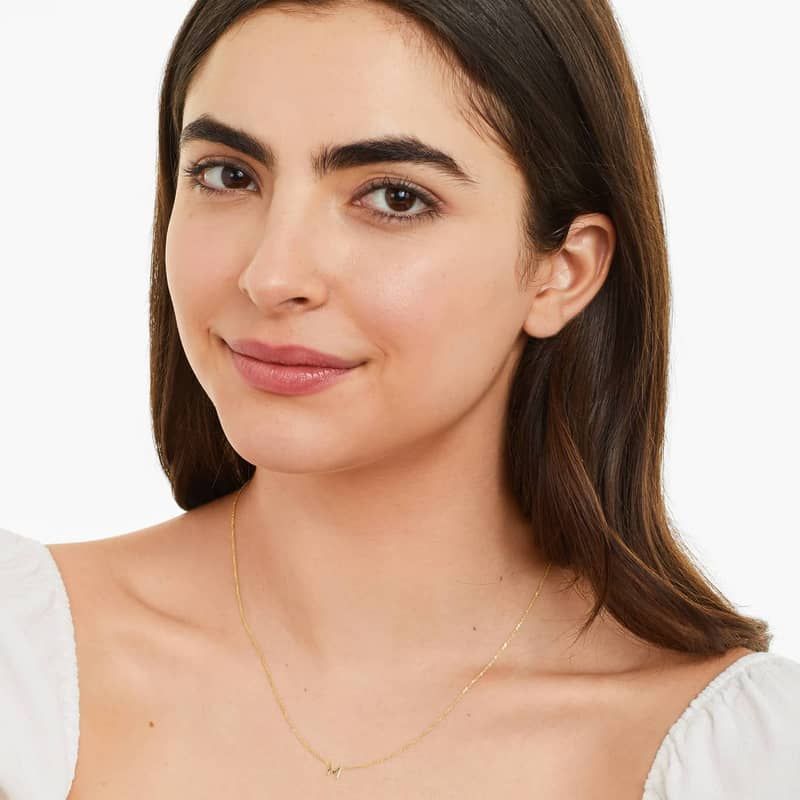 14K Yellow Gold Mini Initial M Necklace