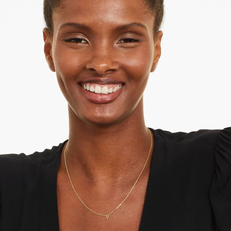 14K Yellow Gold Mini Initial P Necklace