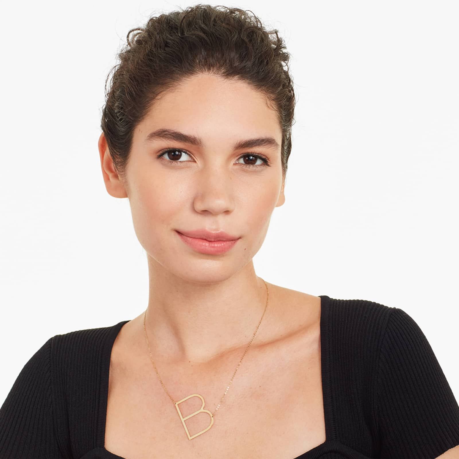 14K Yellow Gold Large Initial B Necklace